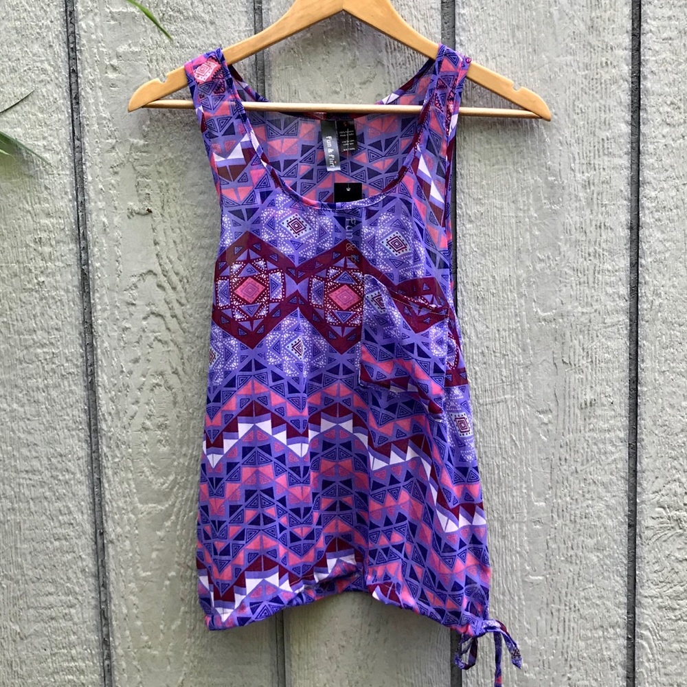 NWT Fun & Flirt sheer colorful tribal tank top